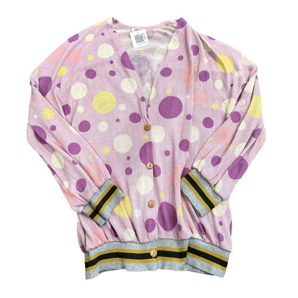 Blumin Apparel Polka Dot Button Down Cardigan in Purple, Size 2X​​​​